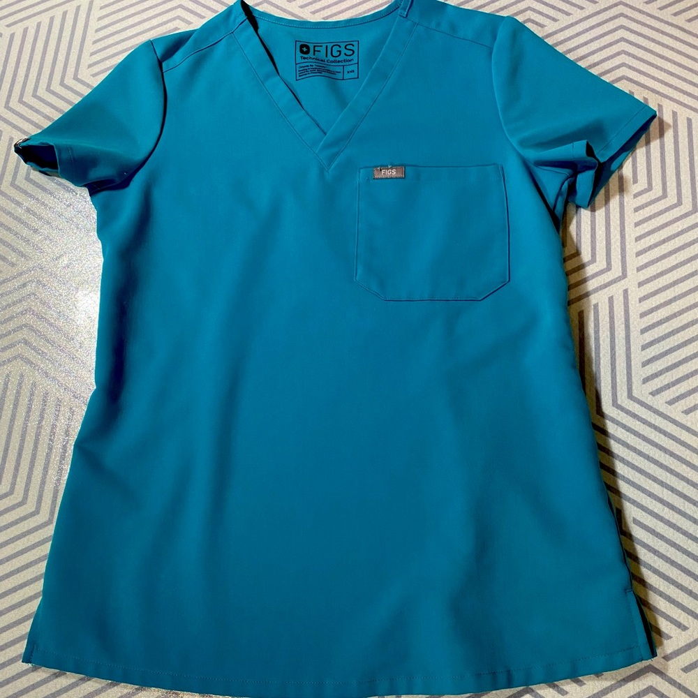 FIGS Scrubs Teal Yola XXSP Bottoms and Catrina One Pocket Top XXS